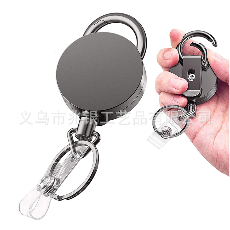 Hot Selling Amazon Alloy 4cm Gun Black Gray Strong Telescopic Can Buckle Pull Peels Keychain Hot Selling Amazon Alloy 4cm Gun Black Gray Strong Telescopic Can Buckle Pull Peels Keychain