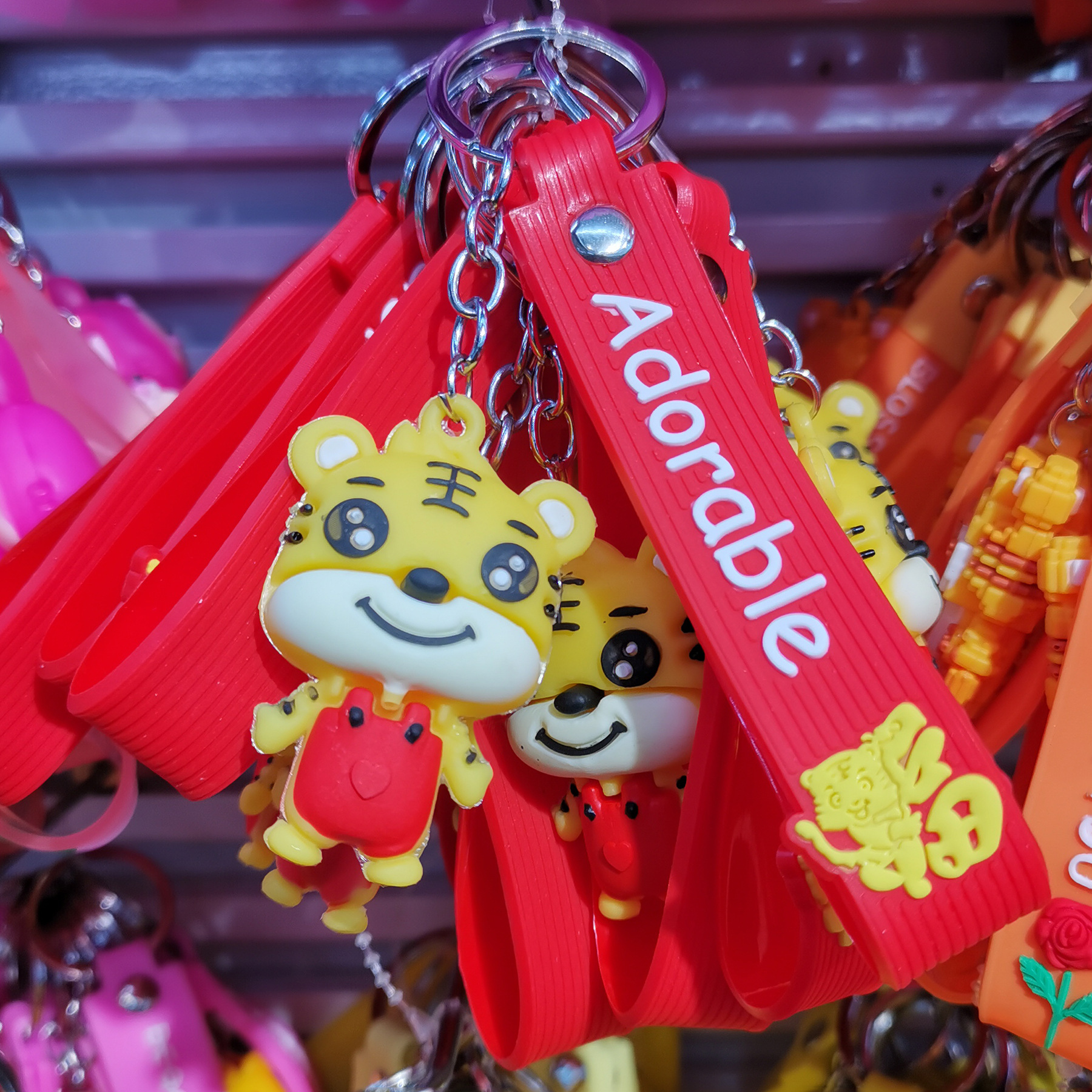 Cartoon Tiger Pendant Keychain Tiger Year of the Tiger Toy Bag Ornaments New Year Gift Gift Wholesale