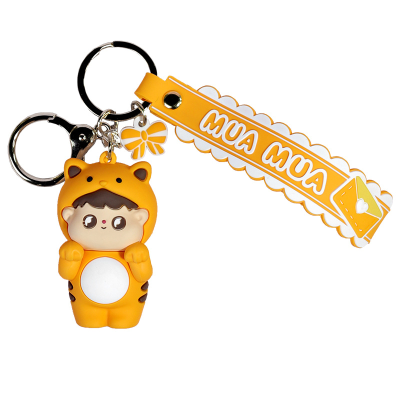 Cute Cartoon Tiger Year Keychain Doll Tiger Cat Couple Men&#039;s and Women&#039;s Backpacks Pendant Epoxy Hanging Ornaments