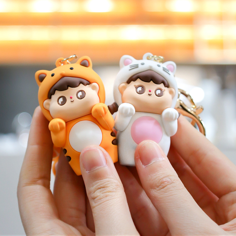 Cute Cartoon Tiger Year Keychain Doll Tiger Cat Couple Men&#039;s and Women&#039;s Backpacks Pendant Epoxy Hanging Ornaments
