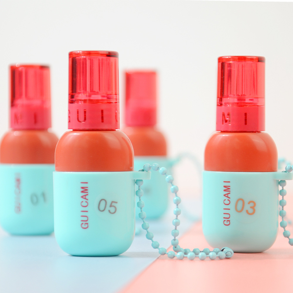 Guicami Pendant Keychain Lip Lacquer Red Lip Mud Lip Gloss Long-Lasting White Female Cheap Student