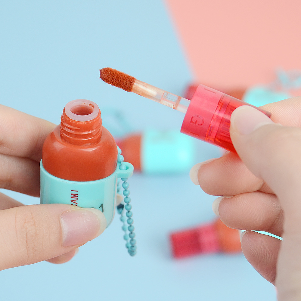 Guicami Pendant Keychain Lip Lacquer Red Lip Mud Lip Gloss Long-Lasting White Female Cheap Student