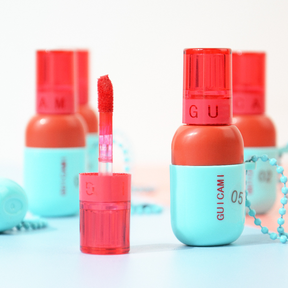 Guicami Pendant Keychain Lip Lacquer Red Lip Mud Lip Gloss Long-Lasting White Female Cheap Student