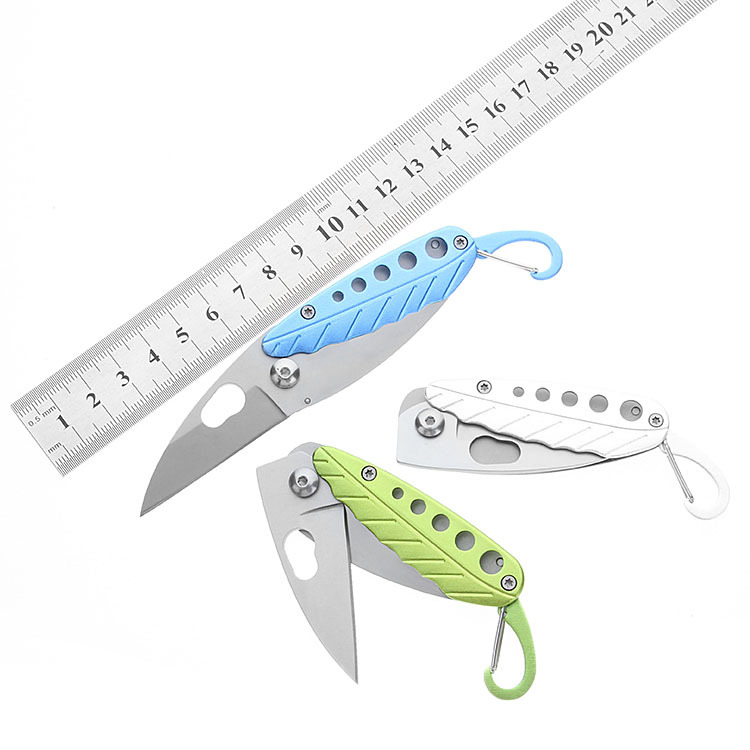 New Creative Gift Leaf Knife Folding Knife Aluminum Handle Color Mini Portable Keychain Portable Fruit Knife