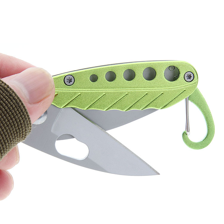 New Creative Gift Leaf Knife Folding Knife Aluminum Handle Color Mini Portable Keychain Portable Fruit Knife