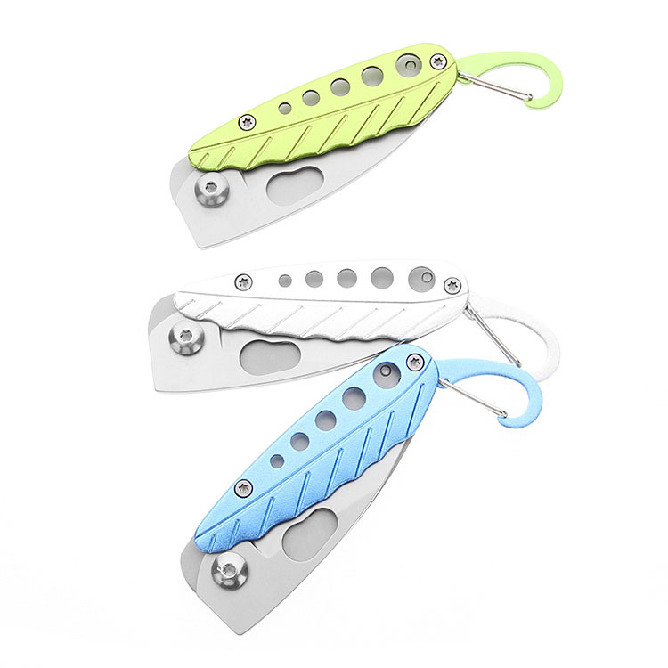 New Creative Gift Leaf Knife Folding Knife Aluminum Handle Color Mini Portable Keychain Portable Fruit Knife