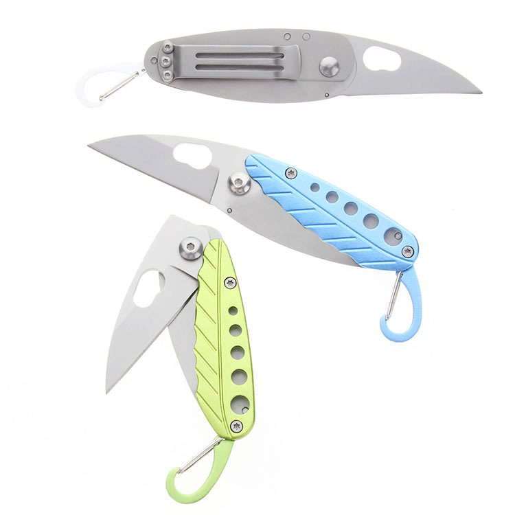 New Creative Gift Leaf Knife Folding Knife Aluminum Handle Color Mini Portable Keychain Portable Fruit Knife