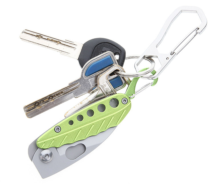 New Creative Gift Leaf Knife Folding Knife Aluminum Handle Color Mini Portable Keychain Portable Fruit Knife