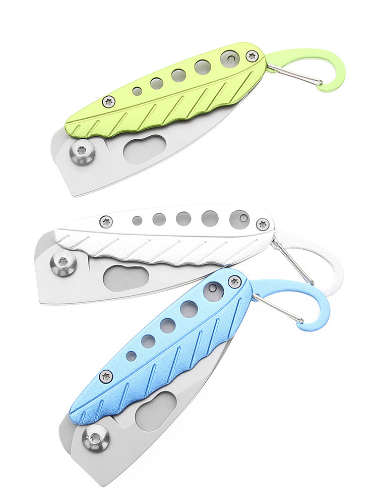 New Creative Gift Leaf Knife Folding Knife Aluminum Handle Color Mini Portable Keychain Portable Fruit Knife
