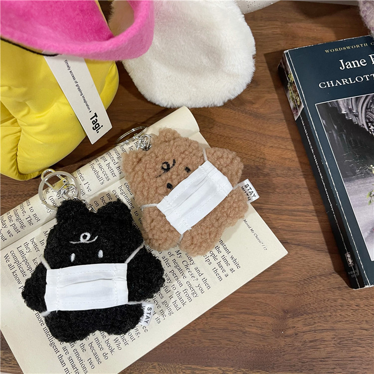 Mask Style Hate Rainy Day Bear Keychain Plush Doll Pendant Bag Hanging Ornaments Mask Style Hate Rainy Day Bear Keychain Plush Doll Pendant Bag Hanging Ornaments