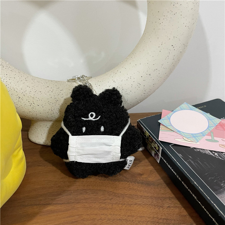 Mask Style Hate Rainy Day Bear Keychain Plush Doll Pendant Bag Hanging Ornaments