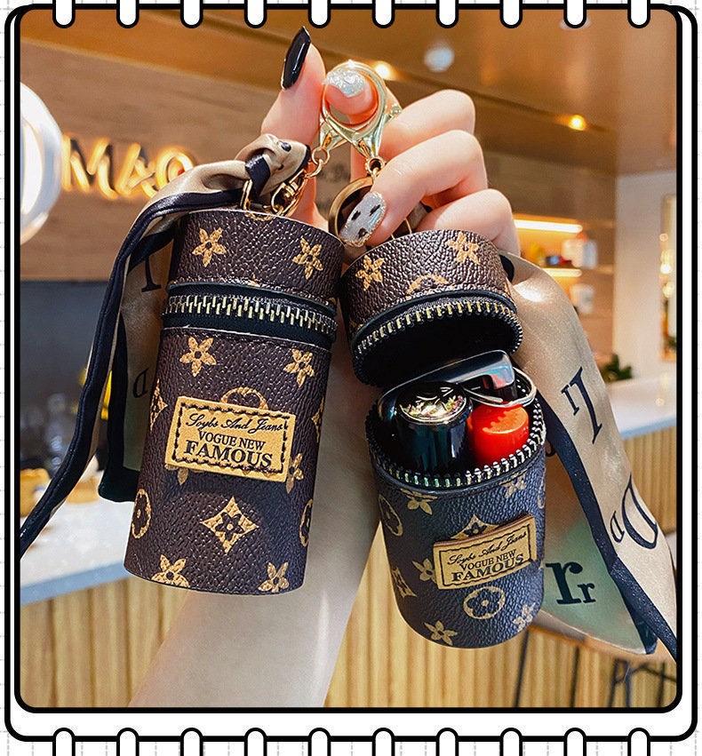 22 New Presbyopic Keychain New Cylinder Lipstick Lipstick Storage Mini Coin Purse Small Portable