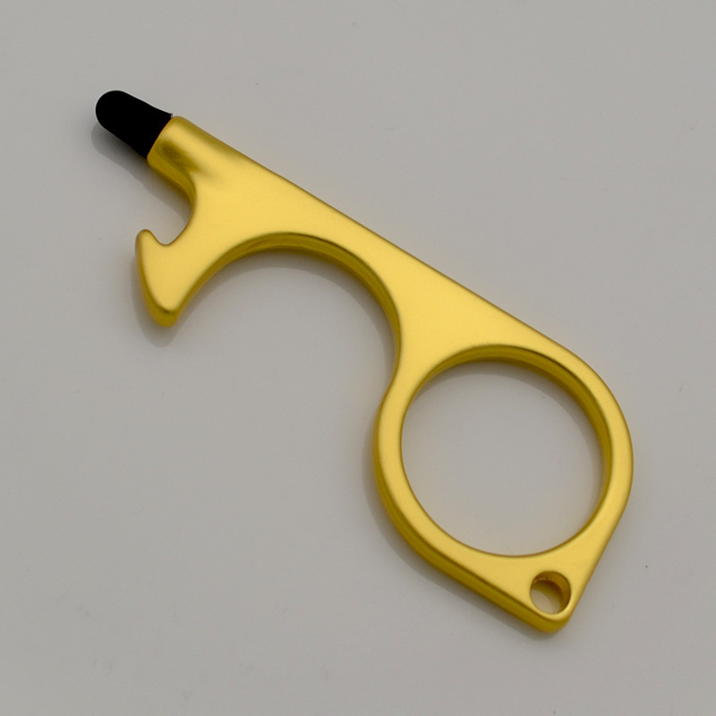Factory Direct Supply EDC Non-Contact Door Opener Zinc Alloy Touch Screen Press Elevator Keychain in Stock