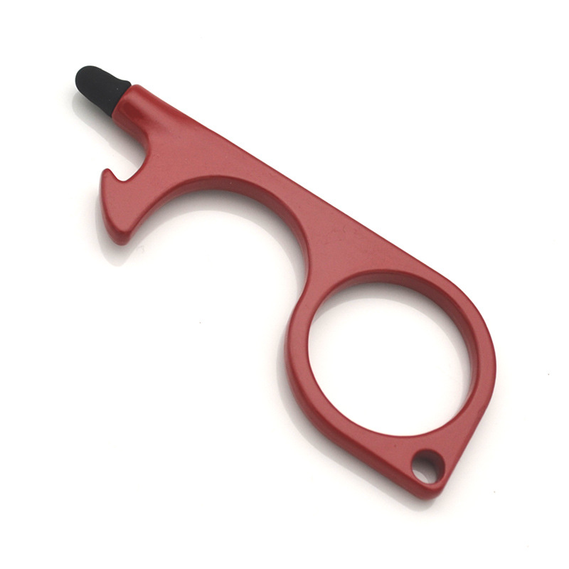 Factory Direct Supply EDC Non-Contact Door Opener Zinc Alloy Touch Screen Press Elevator Keychain in Stock