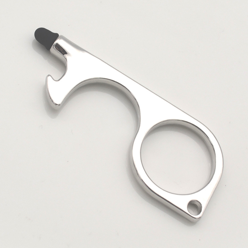 Factory Direct Supply EDC Non-Contact Door Opener Zinc Alloy Touch Screen Press Elevator Keychain in Stock