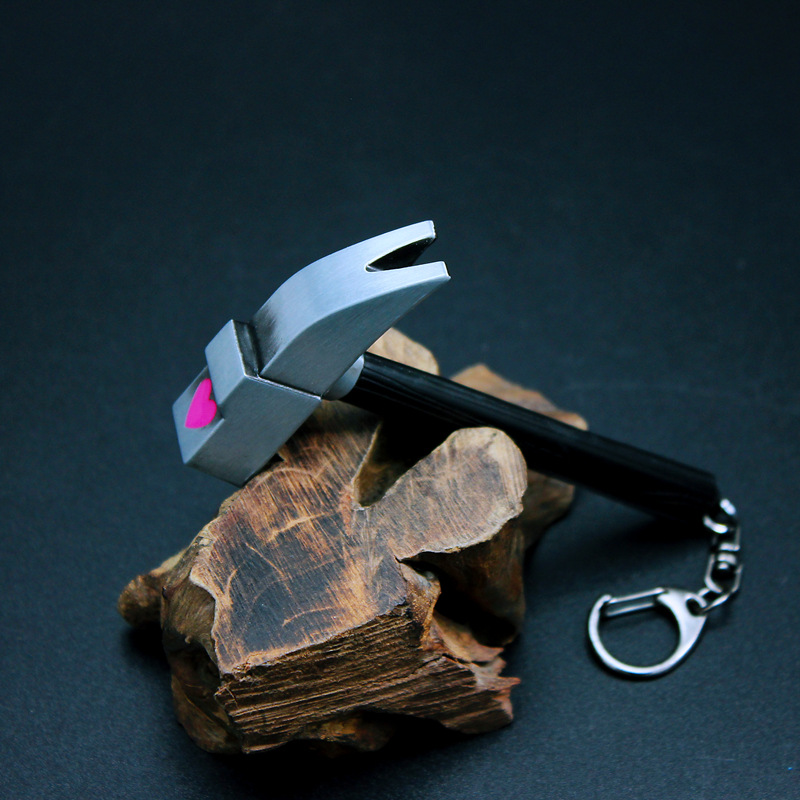 Qijie Manshu Battle Anime Peripheral Nail Qi Wild Rose Hammer Alloy Model Keychain Decoration 11cm