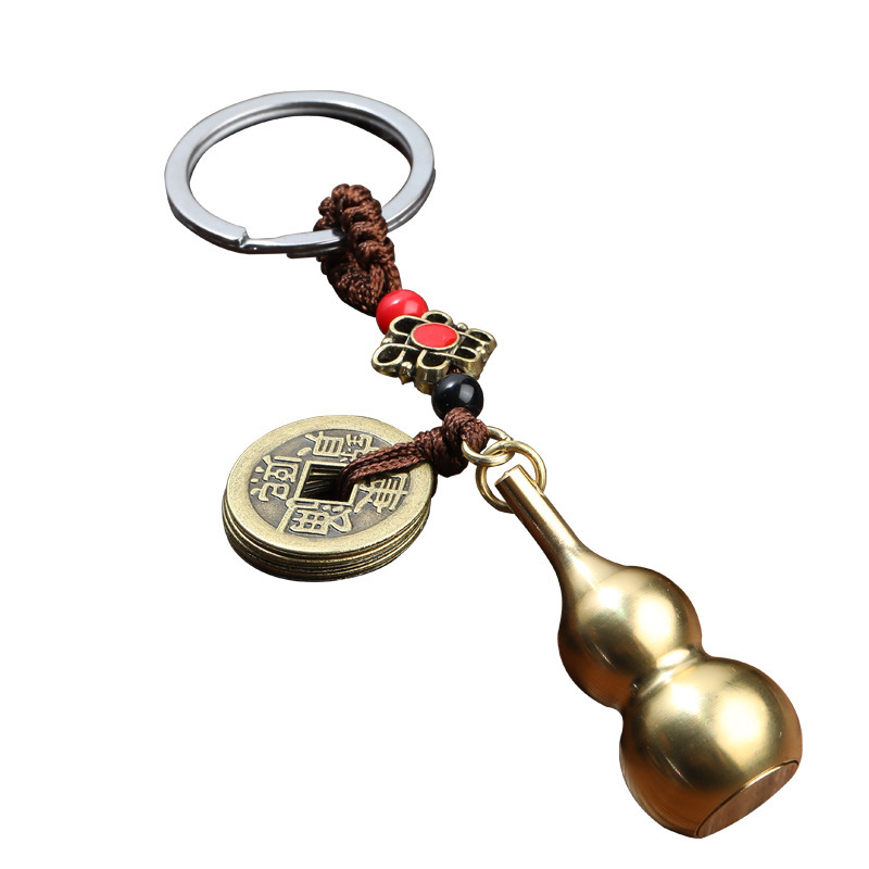 Copper Gourd Keychain Decorative Pendant Personality Creative Imitation Brass Men&#039;s Car Keychain Accessories