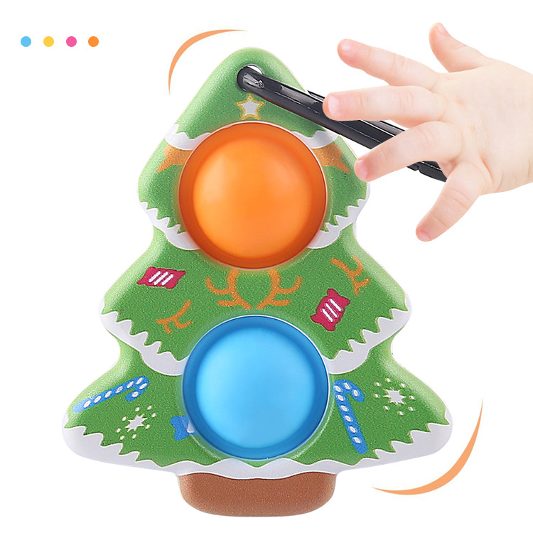 Christmas Finger Bubble Music Ornaments Mouse Killer Pioneer Decompression Children&#039;s Toy David&#039;s Deer Snowman Keychain