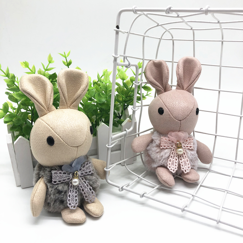 Cute Dress Bass Rabbit Plush Toys Keychain Bunny Pendant Wedding Drip Doll Wholesale