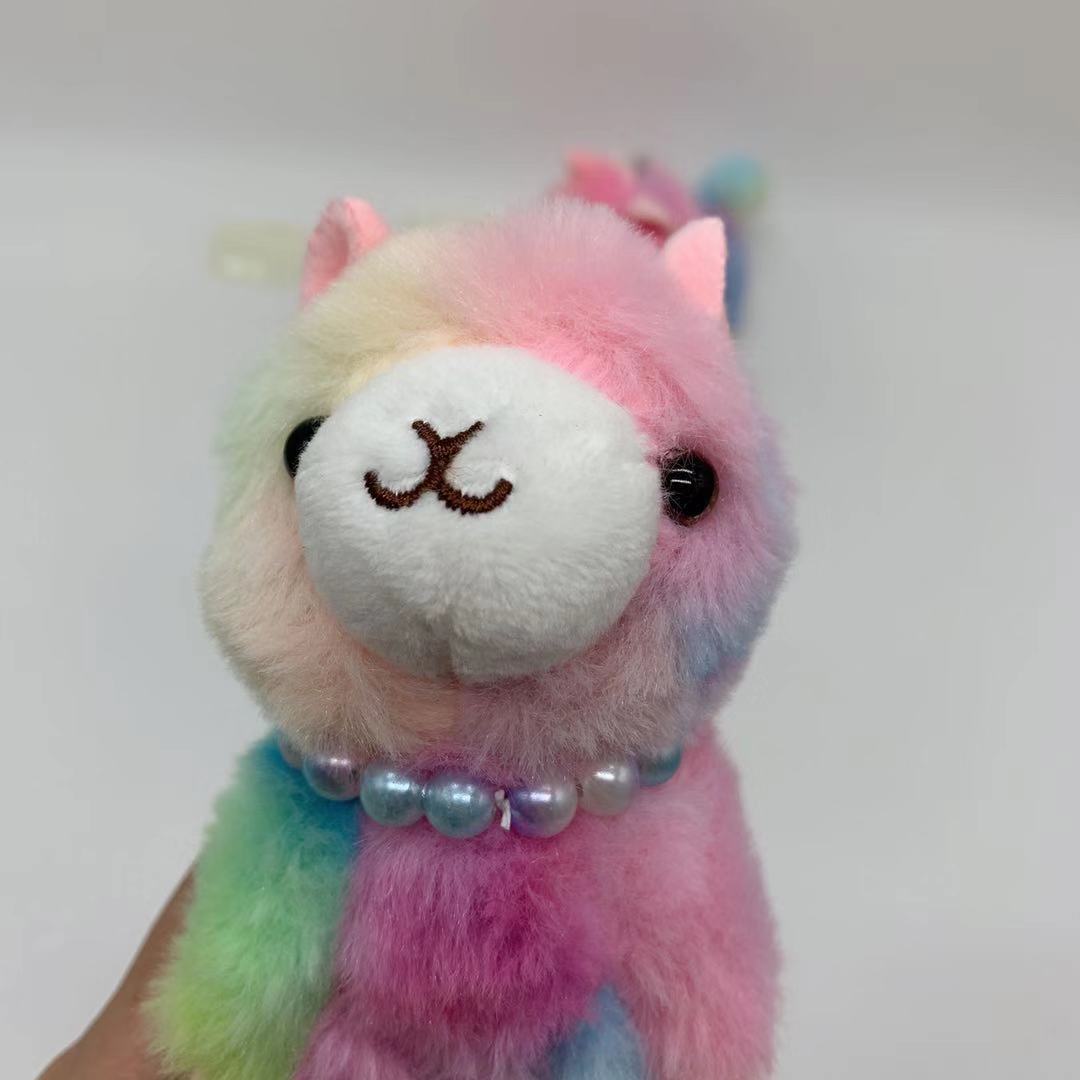 New colorful pearl alpaca multi - color plush toy keychain bag pendant mini machine wedding birthday present New colorful pearl alpaca multi - color plush toy keychain bag pendant mini machine wedding birthday present