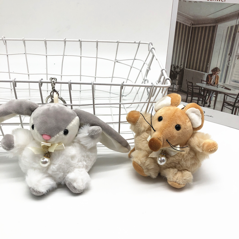 Cute Chubby round Stool Rabbit Plush Toys Keychain Mouse Pendant Wedding Drip Doll