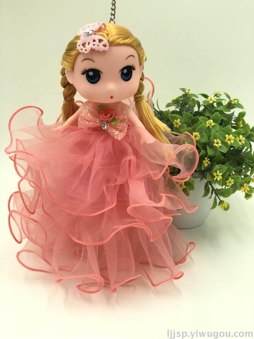 20cm wedding Big head confused girl Toy doll Creative Princess Bobby Keychain Chain Bag Pendant
