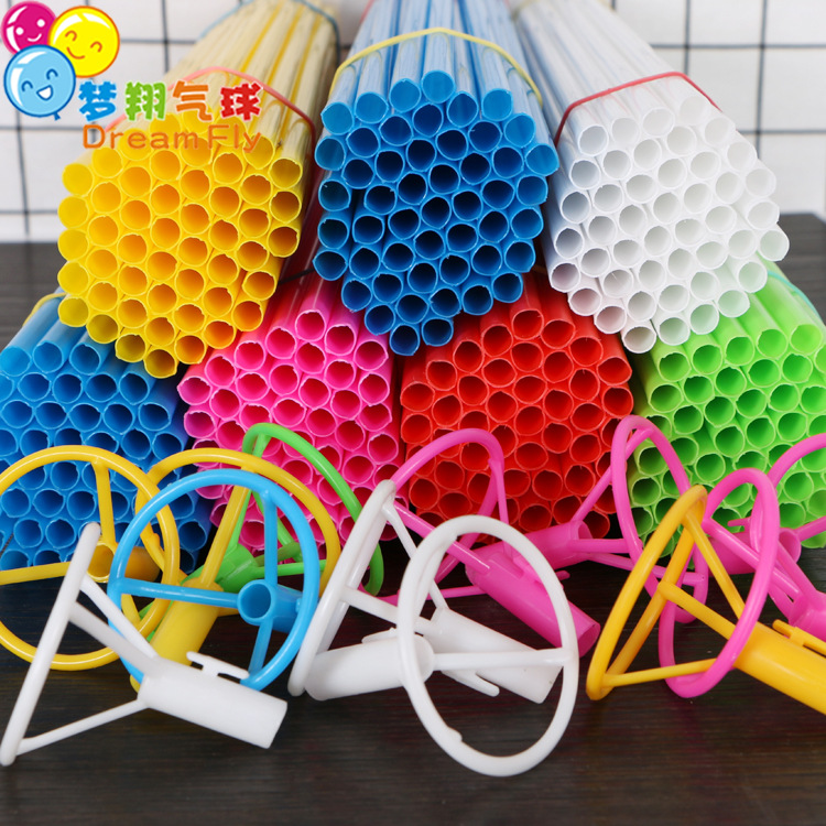 New Material 40cm Aluminum Film Balloon Stick Mixed Color Balloon Pole Cup Handle in Stock Wholesale