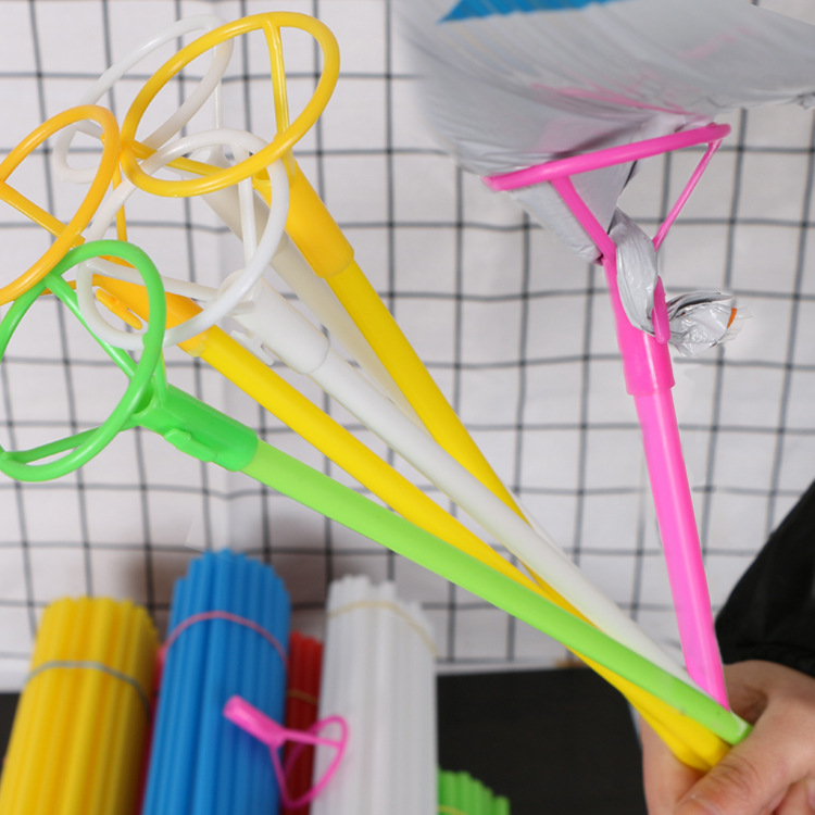 New Material 40cm Aluminum Film Balloon Stick Mixed Color Balloon Pole Cup Handle in Stock Wholesale