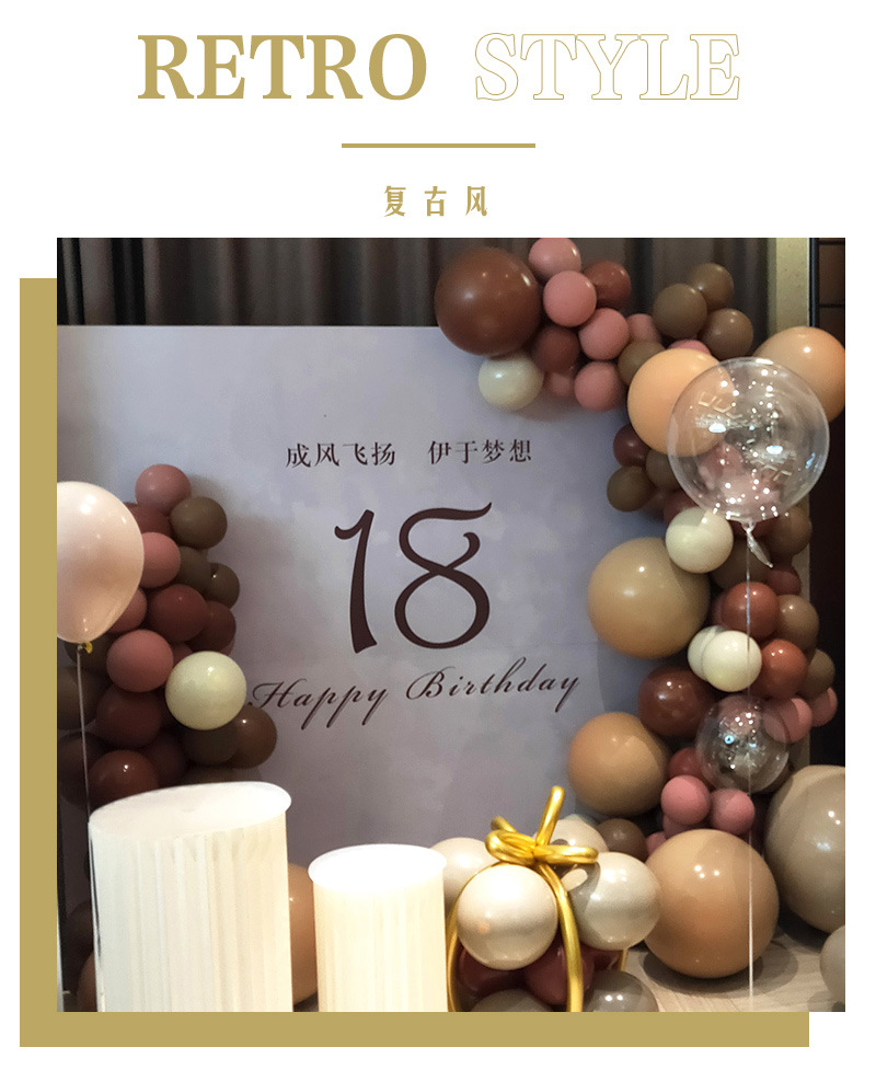 18-Inch Retro Balloon Wedding Ceremony and Wedding Room Party Decoration Wedding Arch Celebration Birthday Balloon Retro Balloon Wholesale