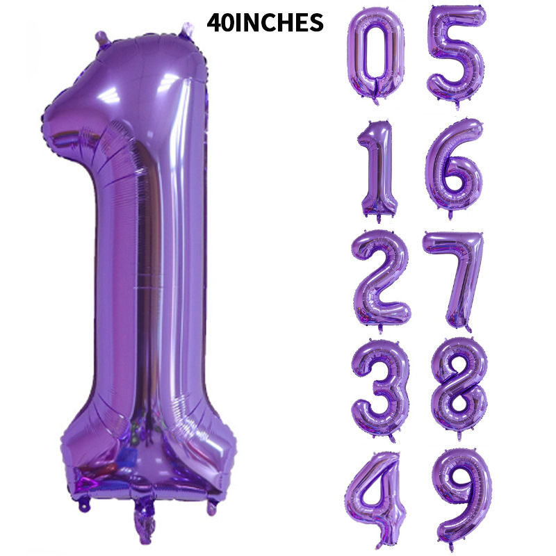 Gold and Silver Rose Gold 40-Inch Digital Thin Aluminum Balloon 40-Inch Digital Balloon Birthday Party Decoration Helium Balloon