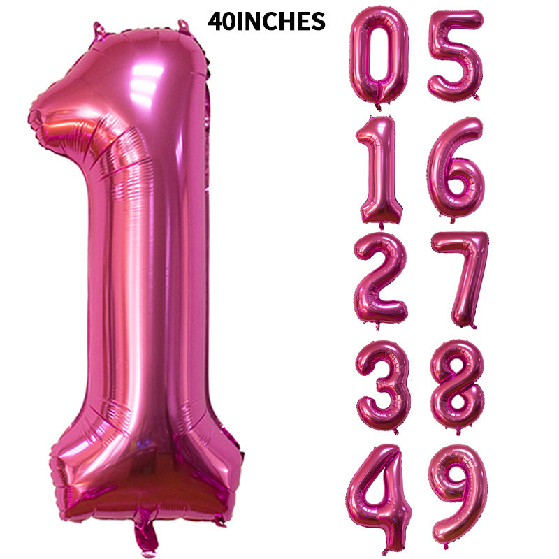 Gold and Silver Rose Gold 40-Inch Digital Thin Aluminum Balloon 40-Inch Digital Balloon Birthday Party Decoration Helium Balloon