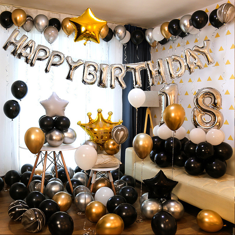 Baby Full-Year Birthday Party Cake Decoration Supplies Children Adult Birthday Letter Aluminum Film Balloon Package Layout