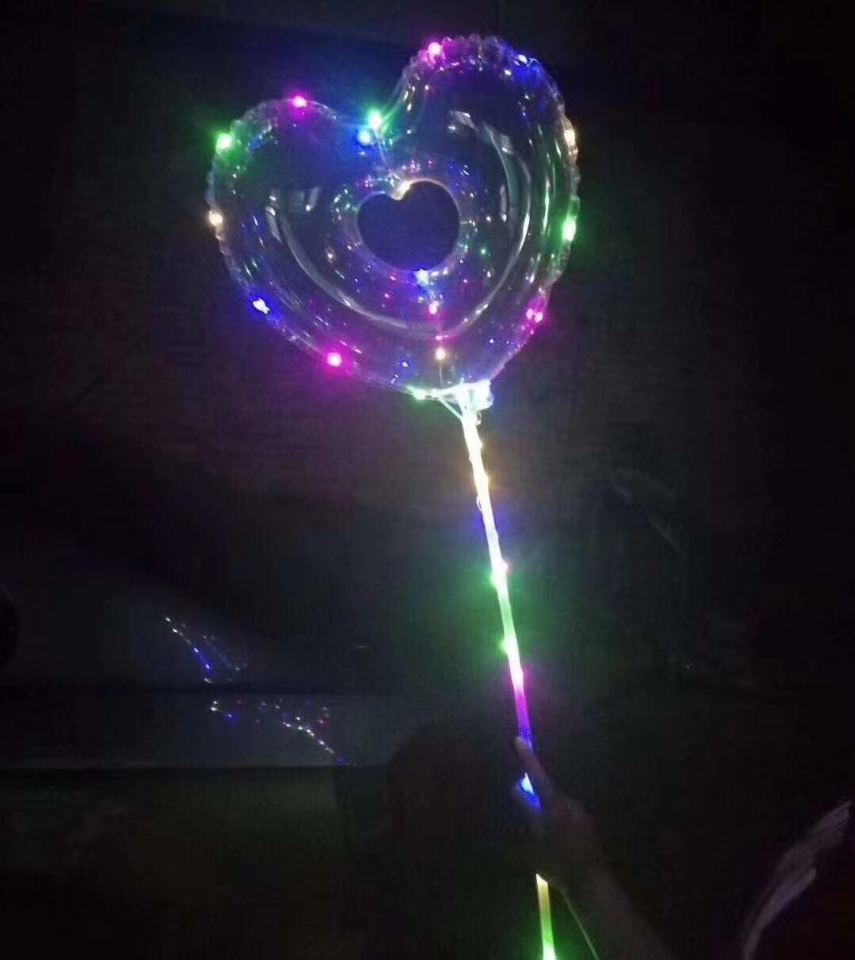 Internet Celebrity Heart-Shaped Bounce Ball Luminous Love Transparent with Light Batch Confession Ins Ball Romantic Colored Light Balloon