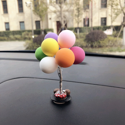 Colorful Balloon Pattern Car Decoration Cute Mini Car Light Clay Balloon Cartoon Car Creativity Interior Decorations