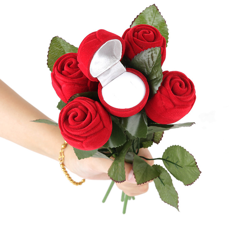 Wedding supplies red rose ring box valentine's day gift personalized creative ring box proposal ring box