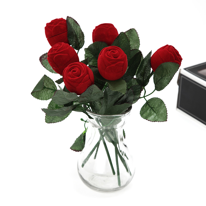 Wedding supplies red rose ring box valentine's day gift personalized creative ring box proposal ring box