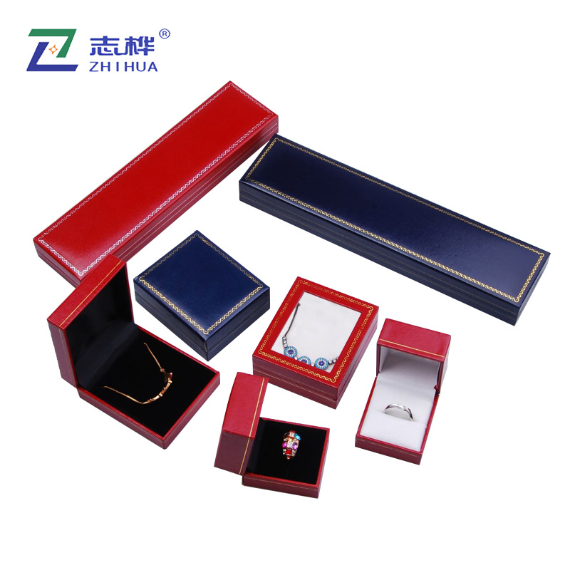 Water Ripple High-End Leather Box Series Ring Box Necklace Long Box Pendant Box Window Box Three-Piece Set in Stock