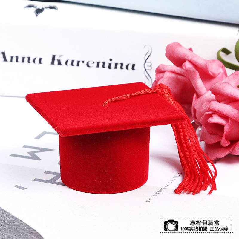 Jewelry box doctoral hat modeling Jewelry box ring box gift box flocking Jewelry box