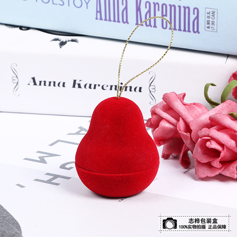 Red ring box high-grade exquisite packaging pear shape received jewelry packaging box