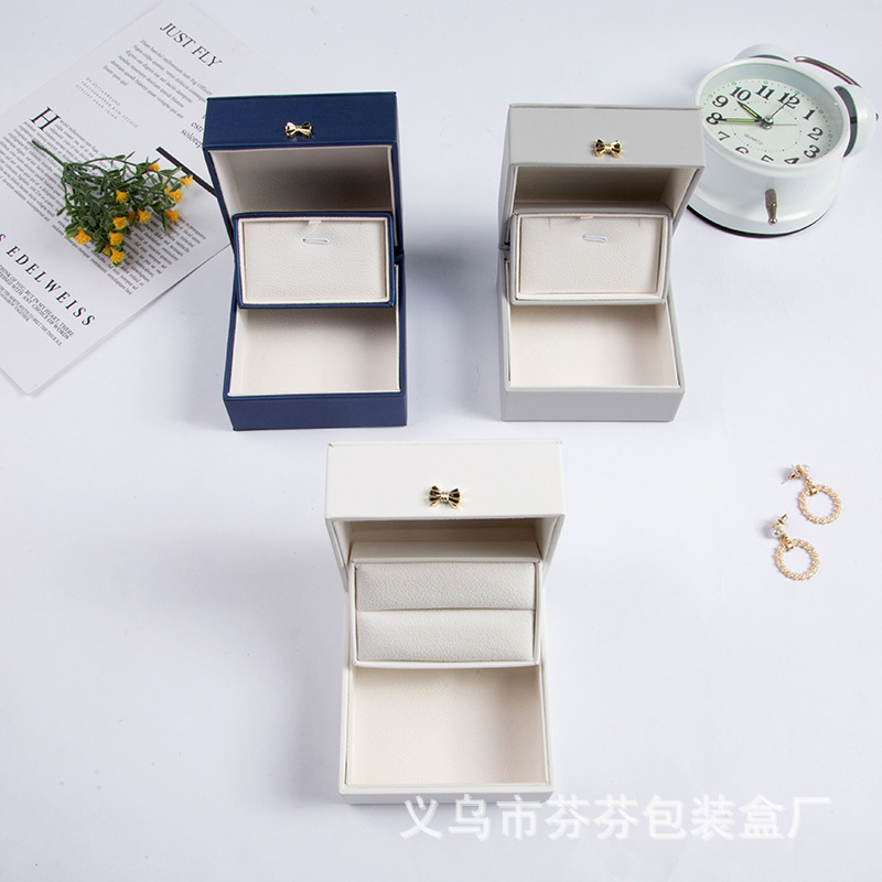 Factory Direct Sales High-End Ornament LED Light Ring Box Double Ring Box Watch Box Jewelry Box Custom