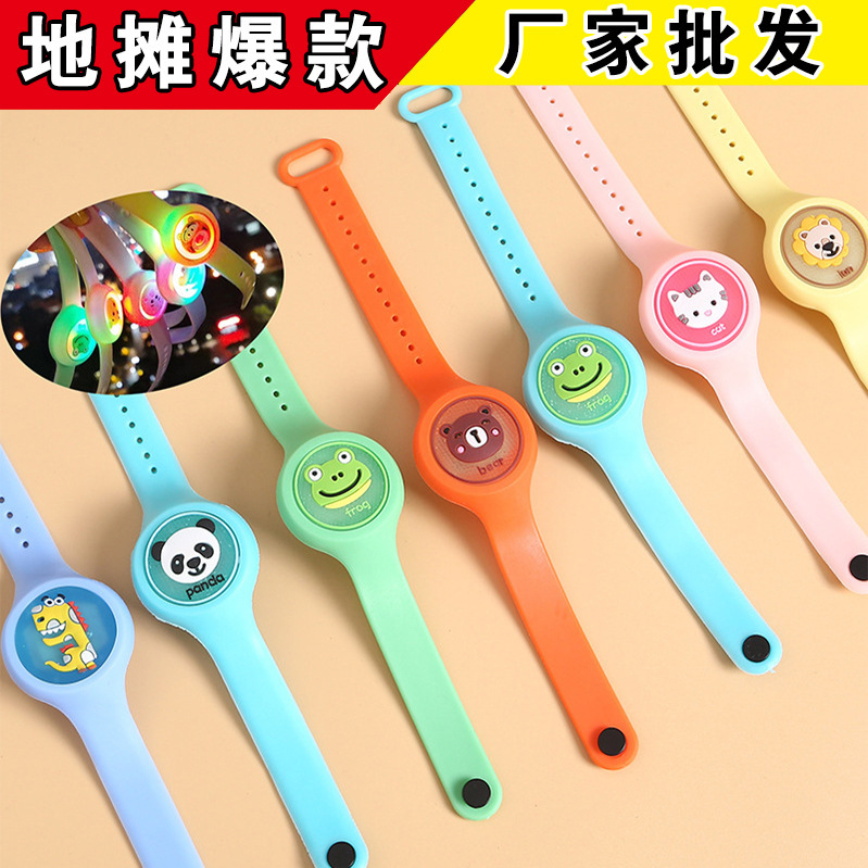 Stall Wholesale Mosquito Repellent Flash Luminous Bracelet TikTok Same Style Adult and Children Cartoon Luminous Watch Mosquito Repellent Buckle