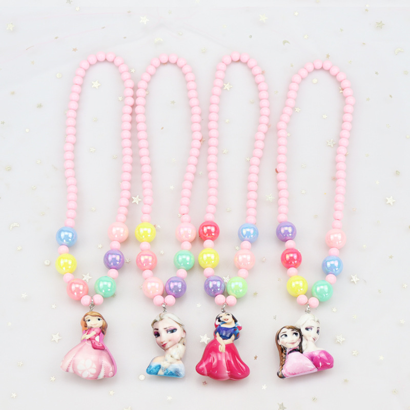 Korean Children&#039;s Luminous Necklace, Bracelet Set Princess Elsa Girls Jewelry Girl&#039;s All-Match Children&#039;s Accessories