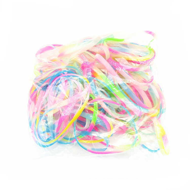 Hot Sale Promotion Gift Printing English Letter Luminous Silicone Bracelet Fluorescent Luminous Rubber Sports Bracelet
