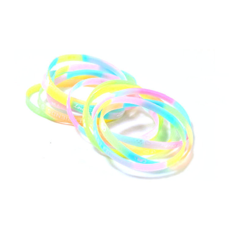 Hot Sale Promotion Gift Printing English Letter Luminous Silicone Bracelet Fluorescent Luminous Rubber Sports Bracelet
