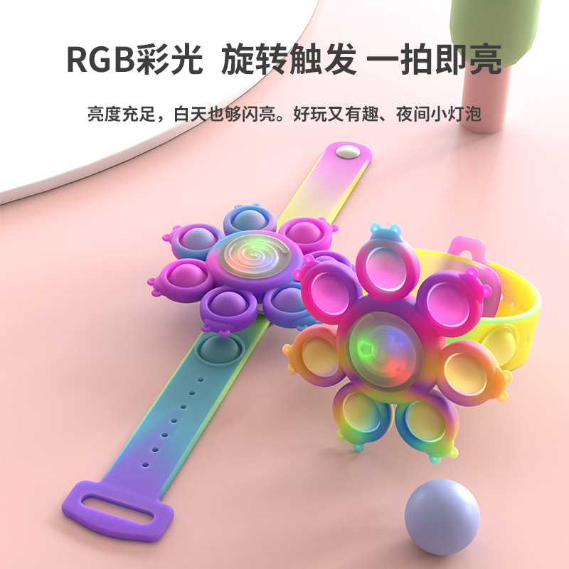 Mouse Killer Pioneer Children&#039;s Luminous Bracelet Flash Creative Rotational Gyro Silicone Decompression Kindergarten Gifts Toy
