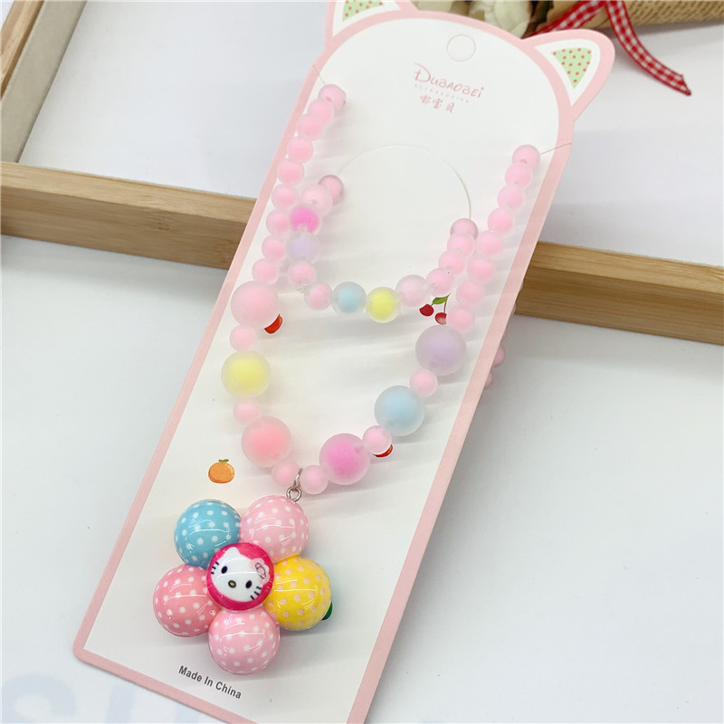 New Little Girl Sweet Transparent Beads Cartoon Acrylic Luminous Little Princess Necklace, Bracelet Set Children New Little Girl Sweet Transparent Beads Cartoon Acrylic Luminous Little Princess Necklace, Bracelet Set Children
