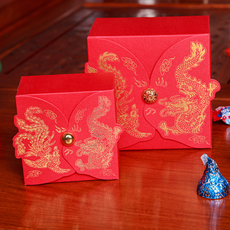 Appearance patent high-grade wedding candy box wholesale customized longfeng three-dimensional creative candy box number