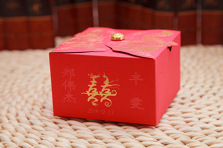 Appearance patent high-grade wedding candy box wholesale customized longfeng three-dimensional creative candy box number