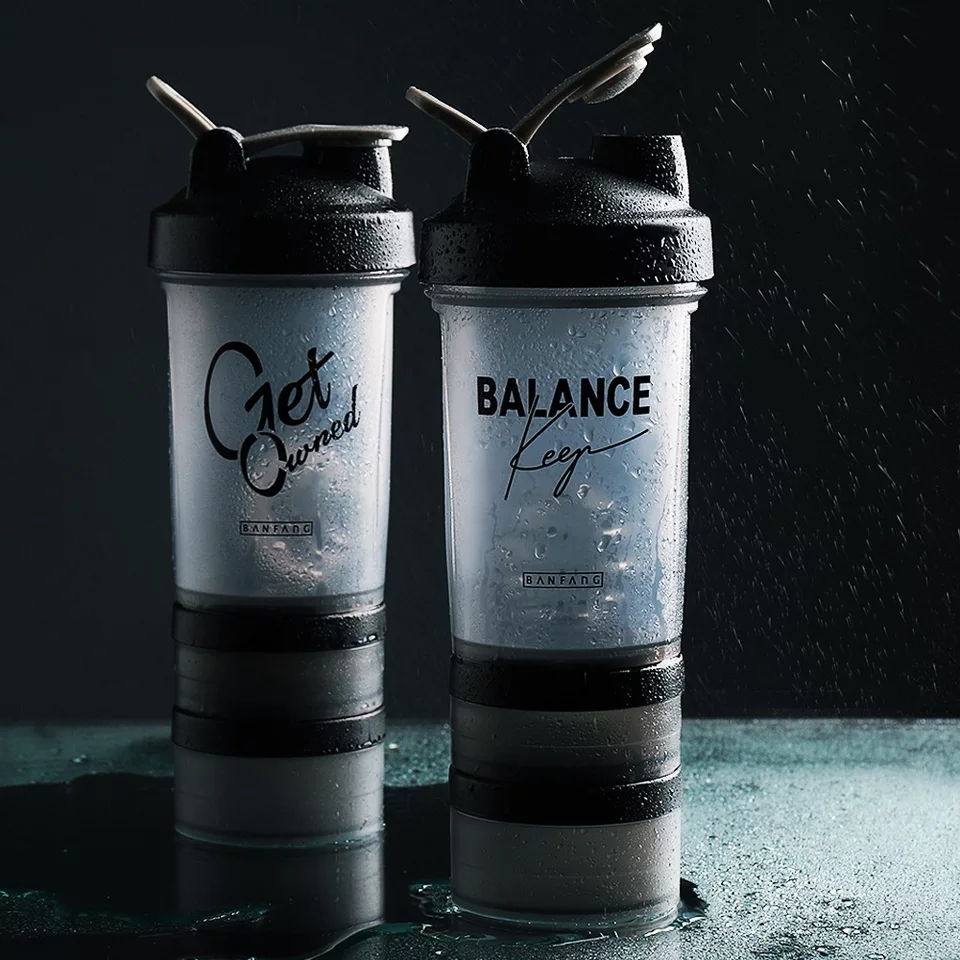 Shake Cup Three-Layer Pp Material Fitness Dried Egg White Plastic Water Cup Sports Cup Custom Logo