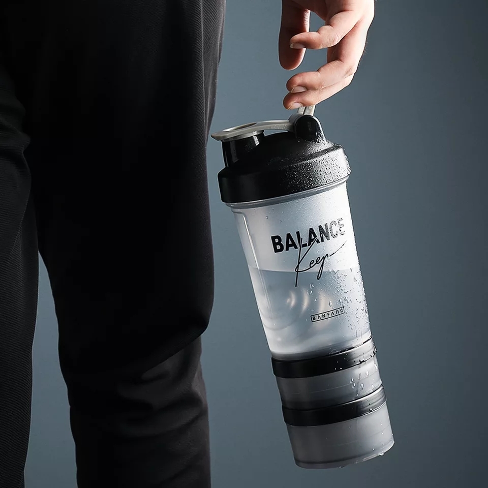 Shake Cup Three-Layer Pp Material Fitness Dried Egg White Plastic Water Cup Sports Cup Custom Logo